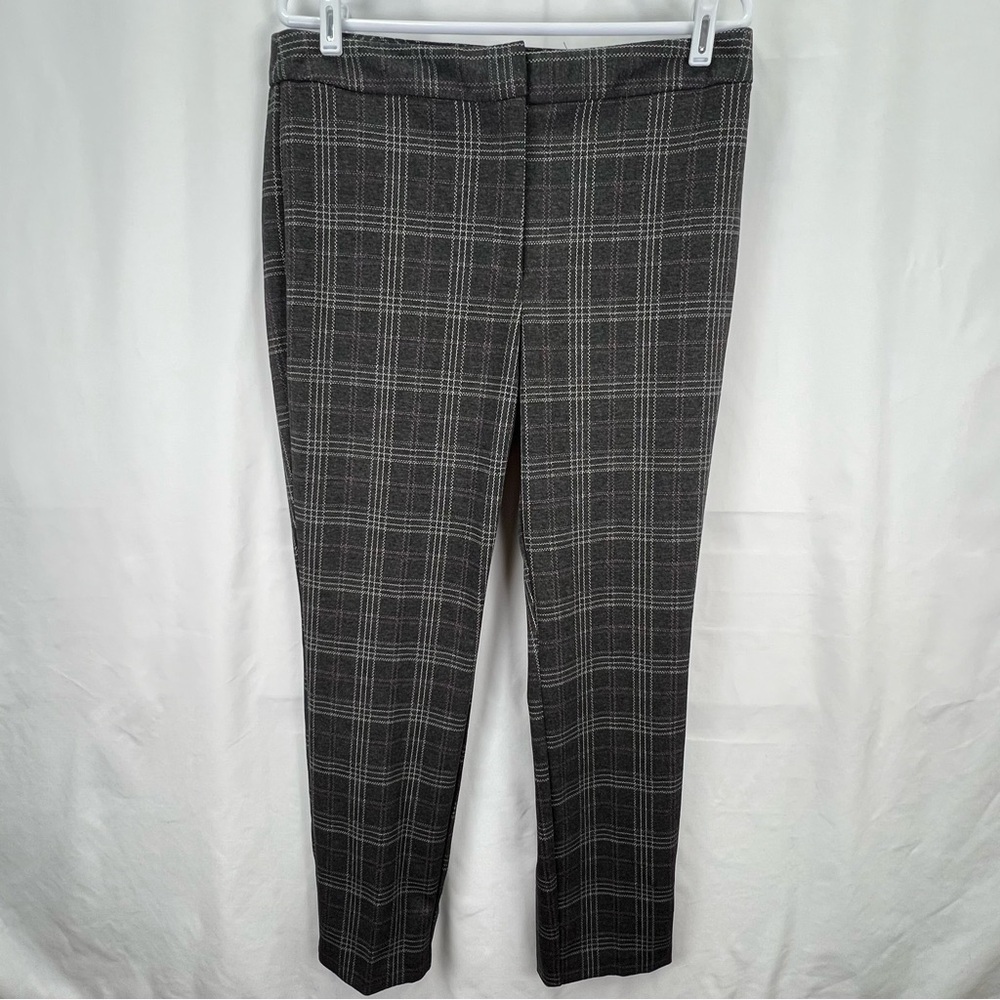 Worthington -Ultra Stretch-Women's Slacks -Dark Gray w/ White/Pink Plaid-NWT -12